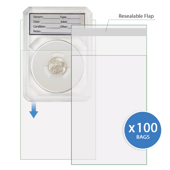 Graded Coin Slab Protector Bag - Resealable (.03mm)